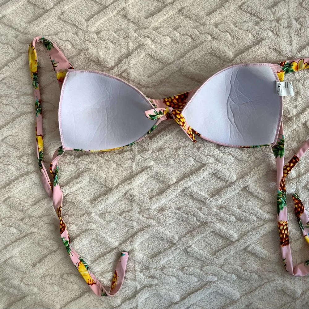 COCOSHIP Womens 2 Piece Swimsuit Size 4X Pink Yellow Pineapples. Beach Summer